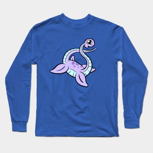 Cute plesiosaurus diplodocus dinosaur cartoon character Long Sleeve T-Shirt